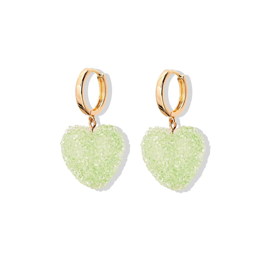 Candy Heart Earrings - Lime Fizz