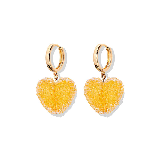 Candy Heart Earrings - Sherbet Lemon